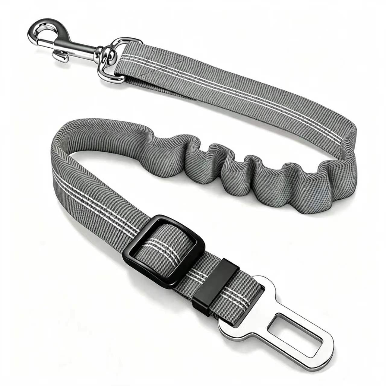 CAVIXO 1-Pack Dog Car Seat Belt UK - Adjustable 20-34inch (50-85cm) Elastic Anti-Shock Harness, Safe Travel Safety for Small/Large Breeds (Grey)