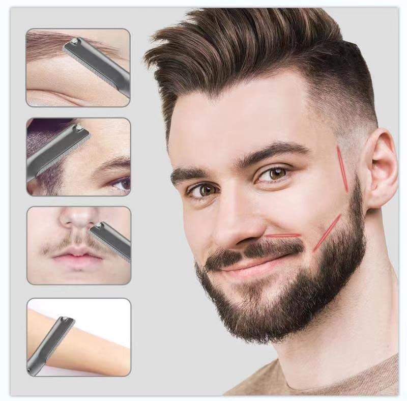 Miniatura 9 de Maquinilla de afeitar de metal para cejas con cuchillas de repuesto, herramienta de dermaplaning para pieles sensibles, afeitadora de seguridad para