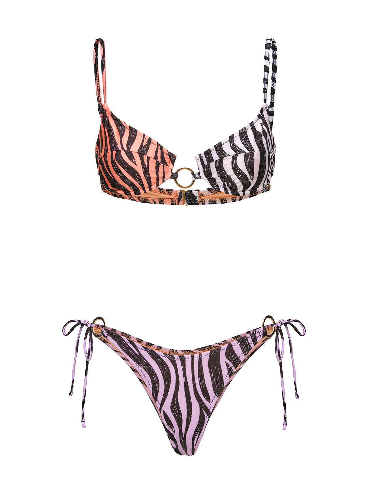 F**K Bikini Donna Reggiseno con Ferretto e Slip Americano Regolabile Fantasia SW0182-X10