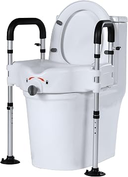 Raised Toilet Seat with Handles, Elevated Toilet Seat Riser for Elderly and Disabled, Support 300 lbs