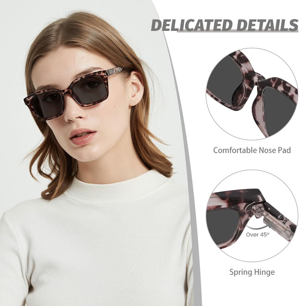 JiSoo Oversized Reader Sunglasses Women Square Reading Sunglasses for Women 1.5, Stylish Large Reader Sunglasses Women 1.5 with UV400