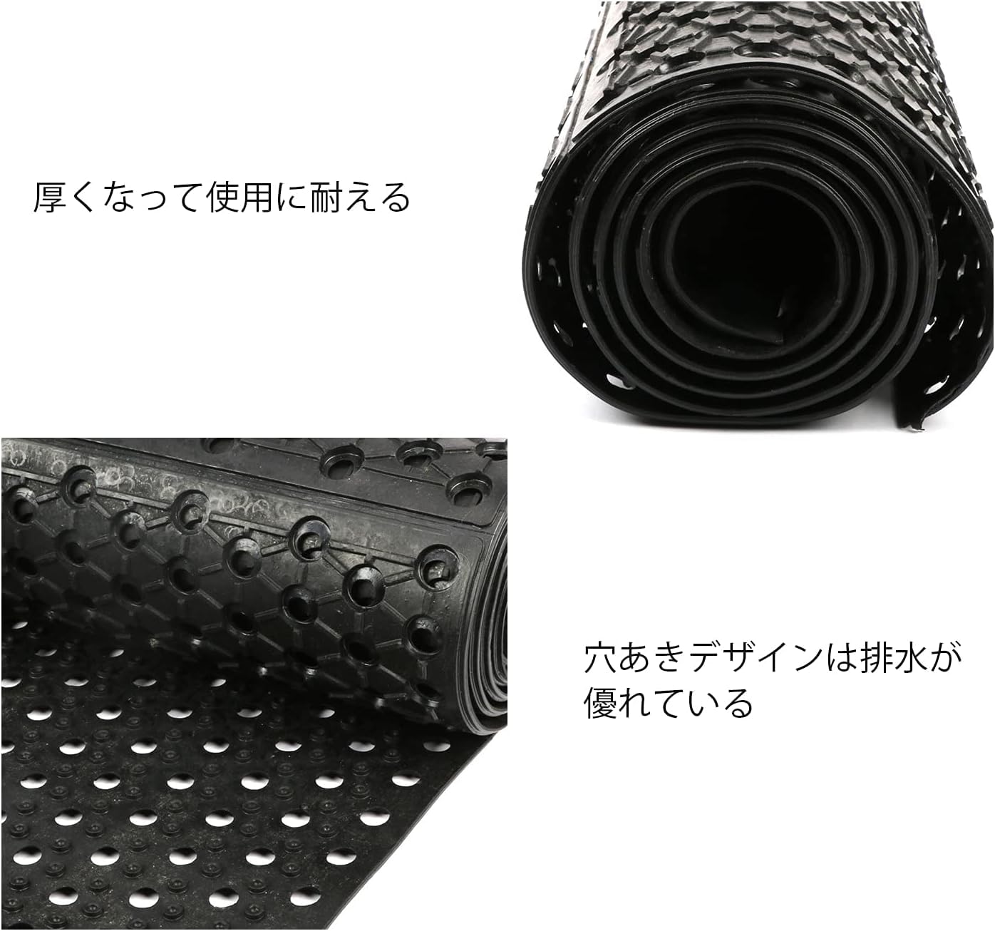 GOOFCXO 穴あきゴムマット 90x210 cm 厚10mm 泥落とし 玄関マット 業務用 ラバー 屋外 カット可能 滑り止め 水抜け 駐車場 飲食店 戸外