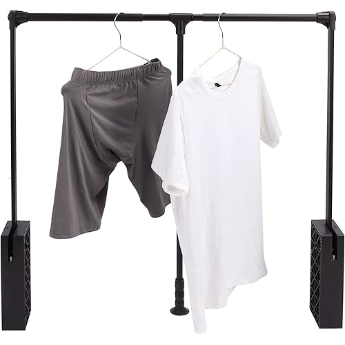 Garosa Pull Down Wardrobe Rail 22lb Load Capacity Adjustable Width 32.68-45.28inch Soft Close Collapsible Closet Rod Retractable Wardrobe Hanger Organizer for Hanging Clothes