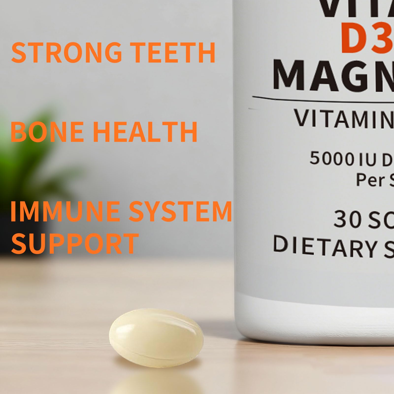 Vitamin D3 5000 IU 120mcg K2 Softgels with Magnesium Supplement 30 Softgel — Amazon image 4