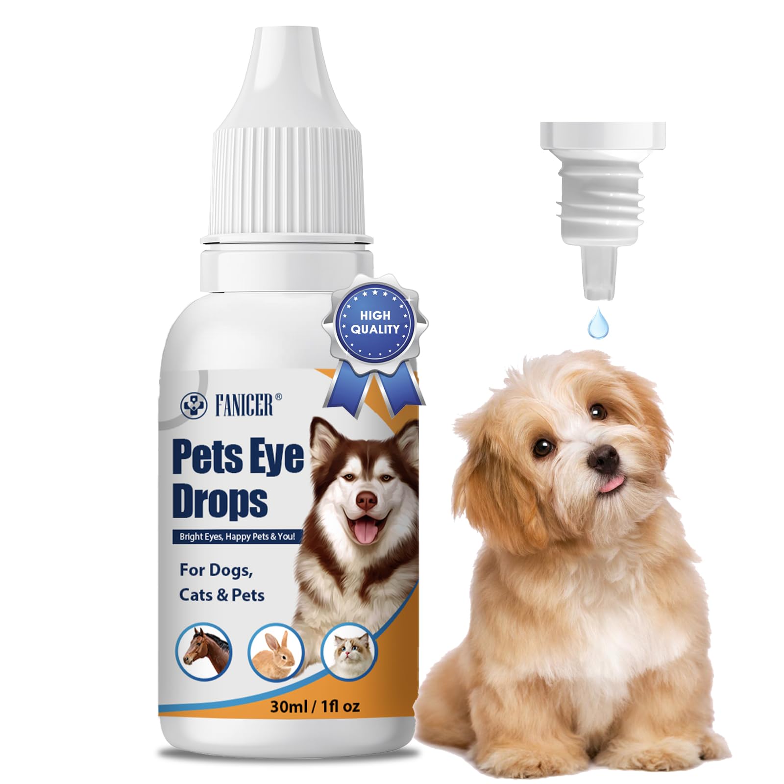 1 x 30 ML Gouttes Ophtalmique Pour Animaux de Compagnie,Collyre Pour et du Chiens Chat et Chevaux Toutes Tailles et Tous Âges,à la Fonction Hydratante,nettoyer la poussière et Les Corps étrangers
