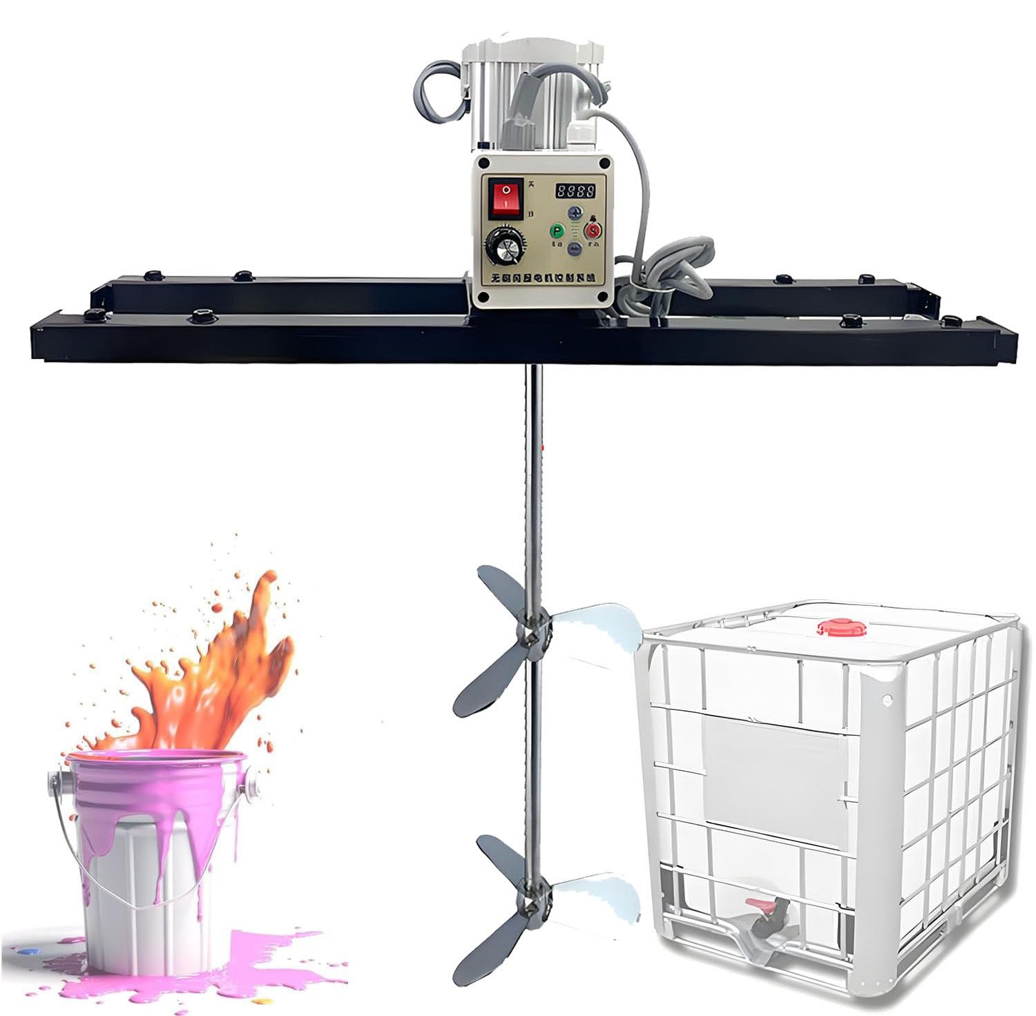 YNBSHGAA Electric Tank Mixer Machine, 2100W Agitator with Speed Adjustment 200-3000 RPM, Suitable for Mixing Up to 1000L Paint and Other Liquids,B