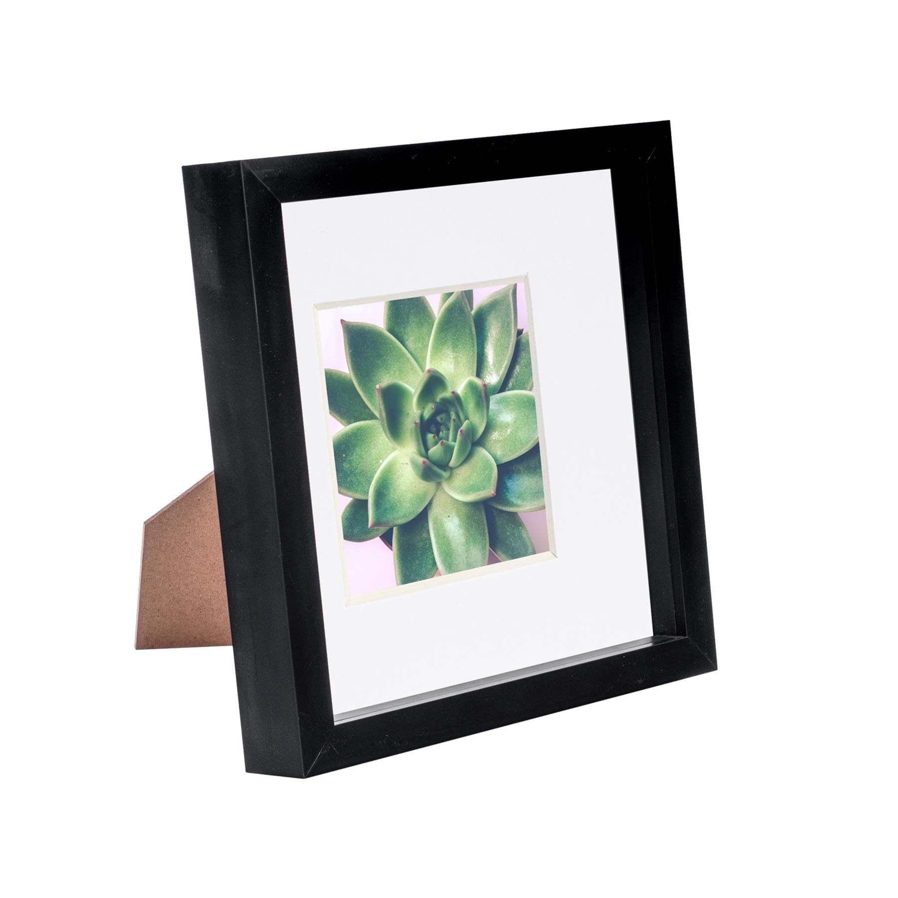 Nicola Spring Black Acrylic 3D Box Photo Frame 8 x 8" with 4 x 4" Mount