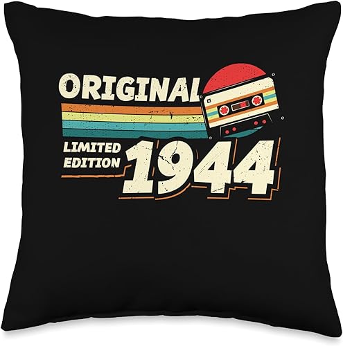 Retro Limited Edition 1944 Cassette Tape 80th Birthday Throw Pillow