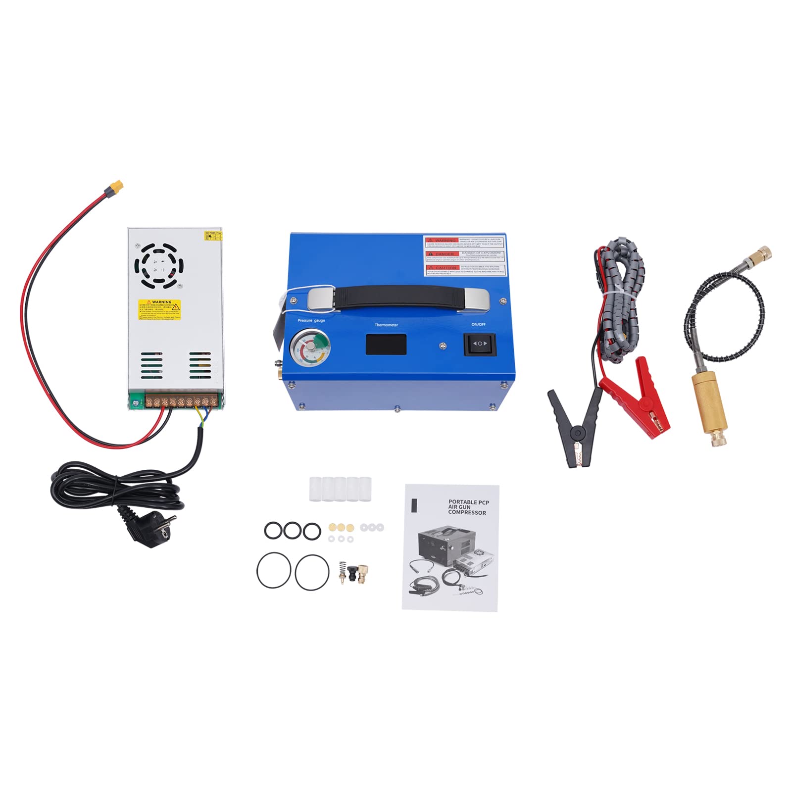 Compresor de aire de alta presión versión con apagado automático, 30 MPa/300 bar, compresor de aire, bomba de 12 V, 250 W, PCP, portátil, 4500 PSI, funciona con tanques de 200-1000 cc capacidades de