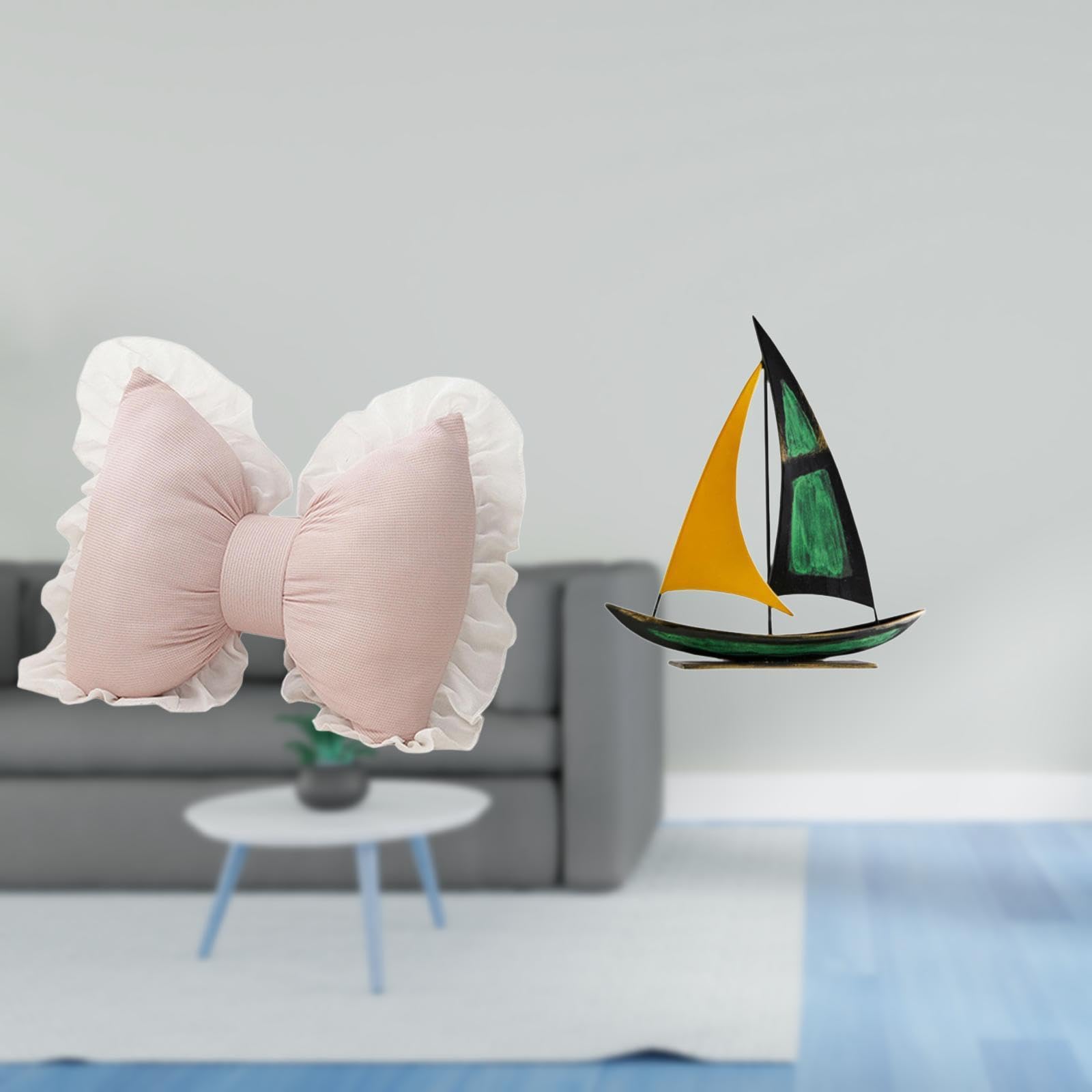 Enakshi® Modern Farmhouse Bow Cushion and Iron Sailboat Sculpture for Comfortable Study Room Office Chair and Decorative Table Centerpiece|Home & Garden | Home Decor | Pillows-image-32