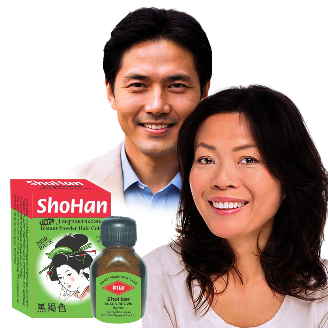 ShoHan Japanese Black Brown Hair Dye - MINIMUM BUY 6PC - 40+ Days Instant Colour Touch Up - Permanent Colour for Women - Powder For Men - Dye For Women Ammonia Free Safe Colour - Light Brown - Henna Powder Organic For Gray Concealer- Began Hair Color - Black Henna - Pack Of 1 (6g)