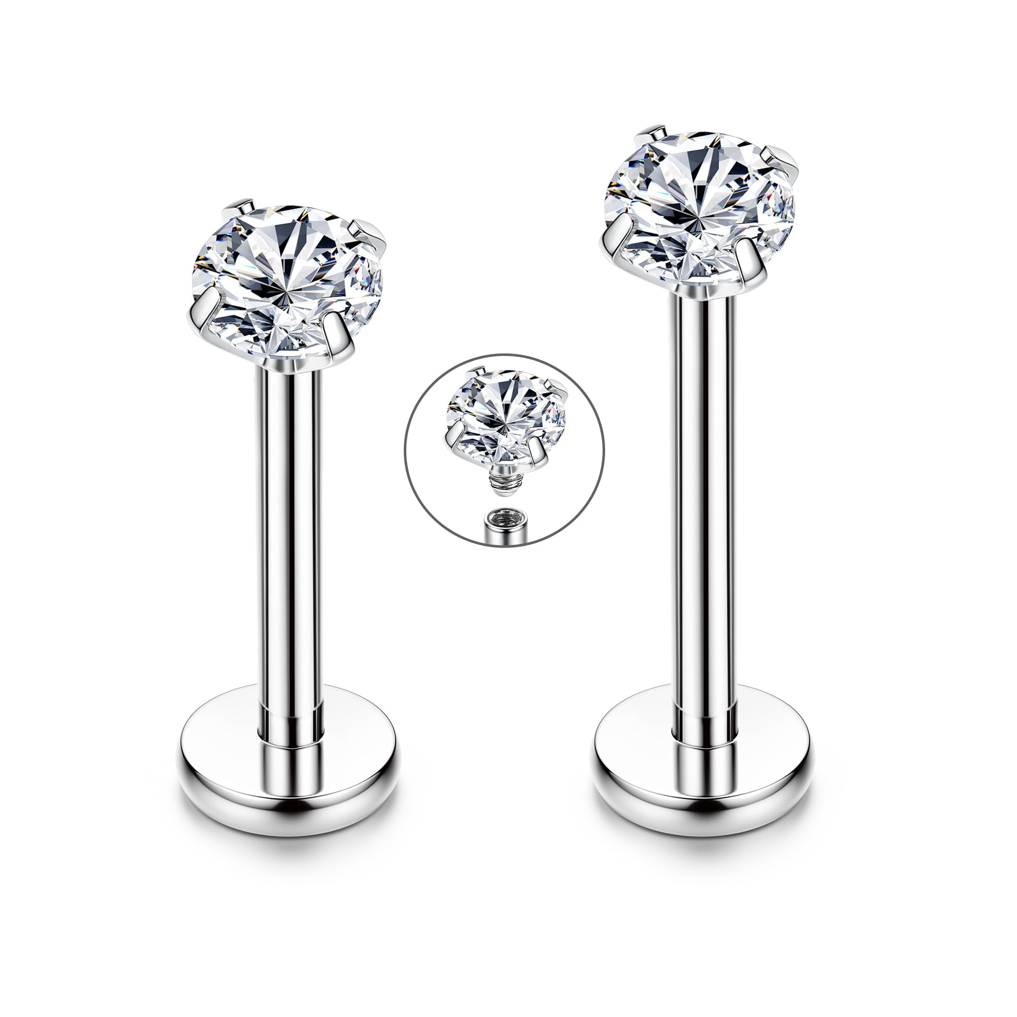 Chriscoco 16G Piercing Labio de G23 Titanio Piercing Tragus CZ Ópalo Labret Monroe Cartílago Helix Piercing Oreja para Mujeres Hombres 6mm 8mm