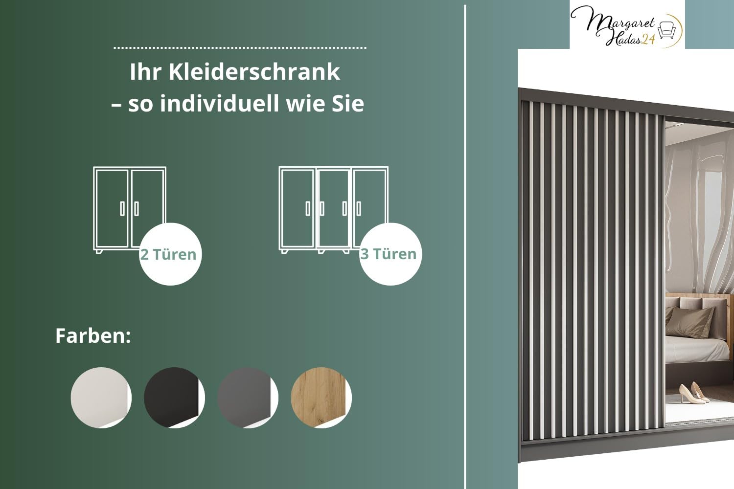 Kleiderschrank Erika mit Lamellen ohne Spiegel, Organizer, Mehrzweckschrank, Schwebetürenschrank, Garderobenschrank, Kleiderstange, Kleiderständer, Flurschrank, 120 cm, braun, schwarz