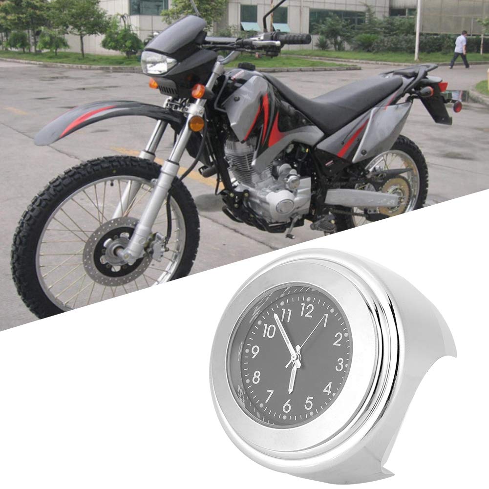 22 25mm Uniwersalny Motocykl, Kierownica Zegar Metalowy Zegar Motocyklowy Uchwyt na kierownicę Uchwyt na rękę Bar Dial Zegarek (czarna tarcza) Zegarek (czarny) (Czarny)
