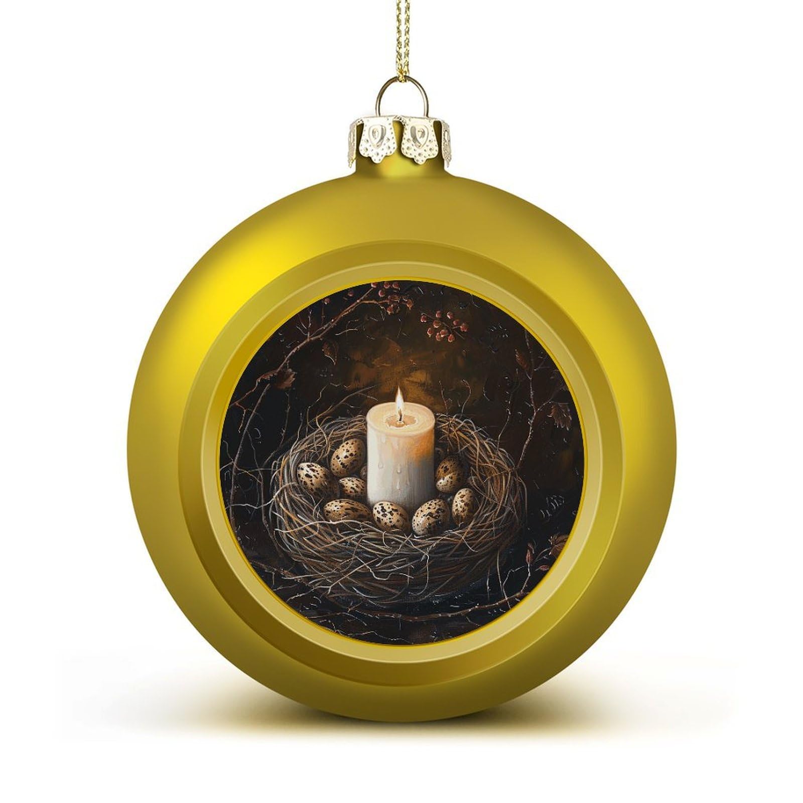 Candles and Eggs Christmas Balls Ornaments for Xmas Christmas Tree 1.6" Hanging Shatterproof Xmas Balls Hanging Decor Pendants for Holiday Party Outdoor Indoor DIY Craft Supplies