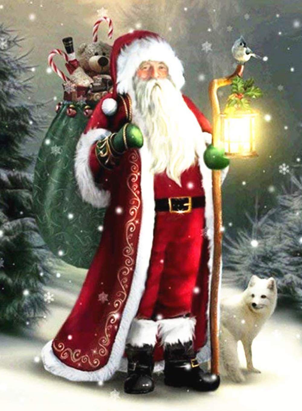 DIY Handwork Store 5D Santa Claus Diamond Painting Kits for Adults Kids Paint by Numbers Full Round with AB Drills Cross Stitch Mosaic Making Arts Crafts Embroidery Home(15.6''X 21.5'')