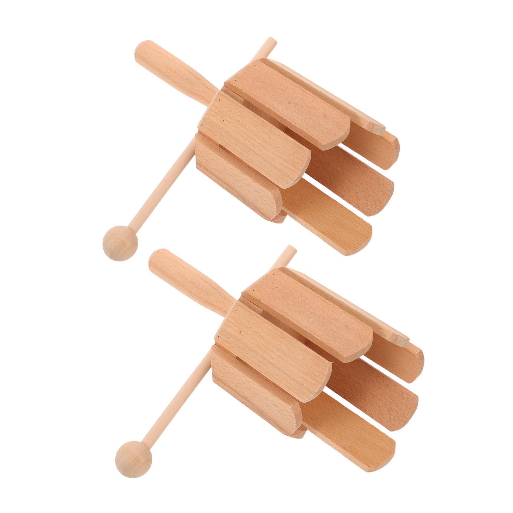 2 Piezas Instrumentos de Percusión Infantil Orff Tonos de Madera Sólida con Juguetes Musicales para Herramientas de Ritmo para Desarrollo Sensorial y Coordinación Manual