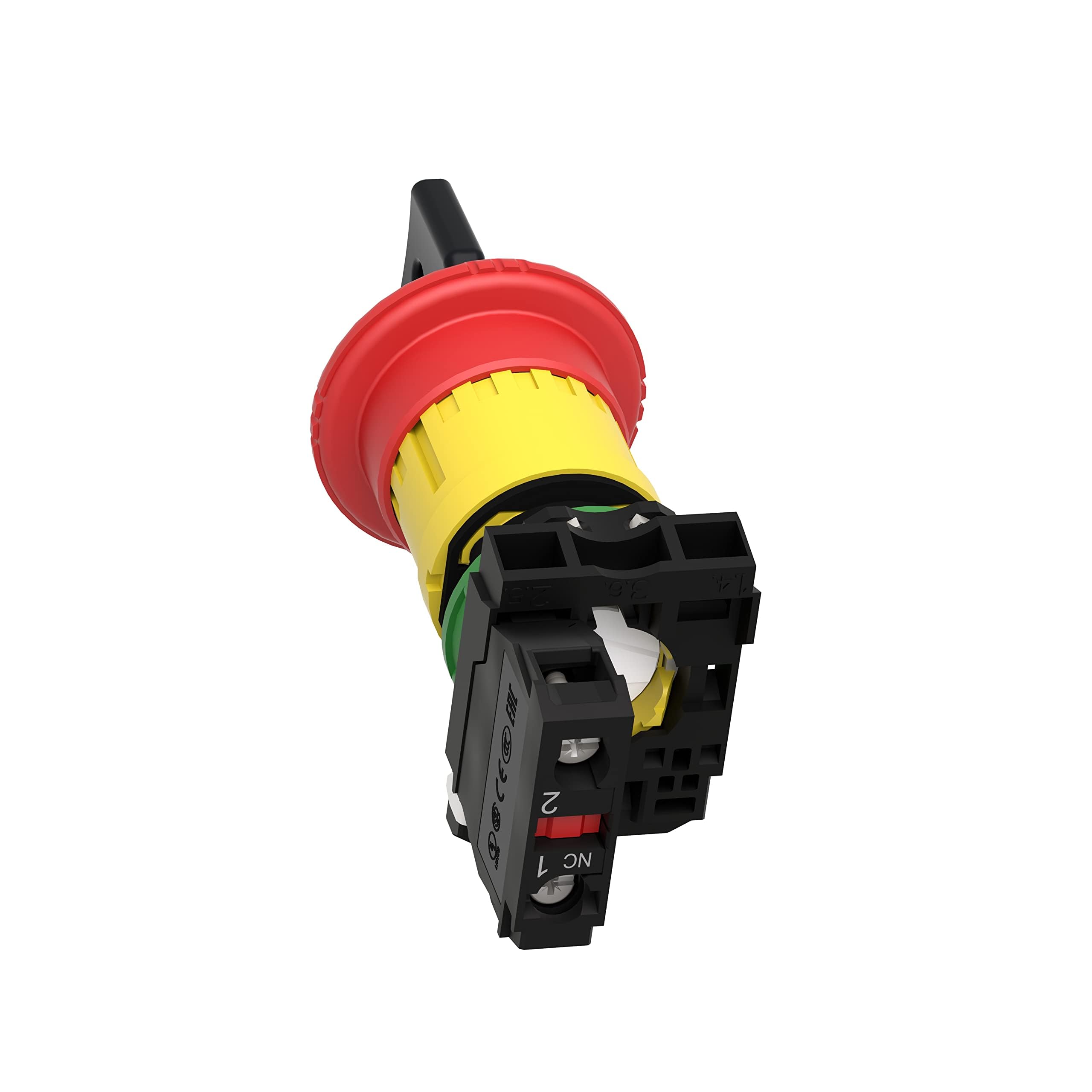 Schneider Xb5As9442 Arrêt D'Urgence Rouge Ø 40 Bouton de Mise Hors Tension Déverrouillage de Clé Ø22 1 Oeil