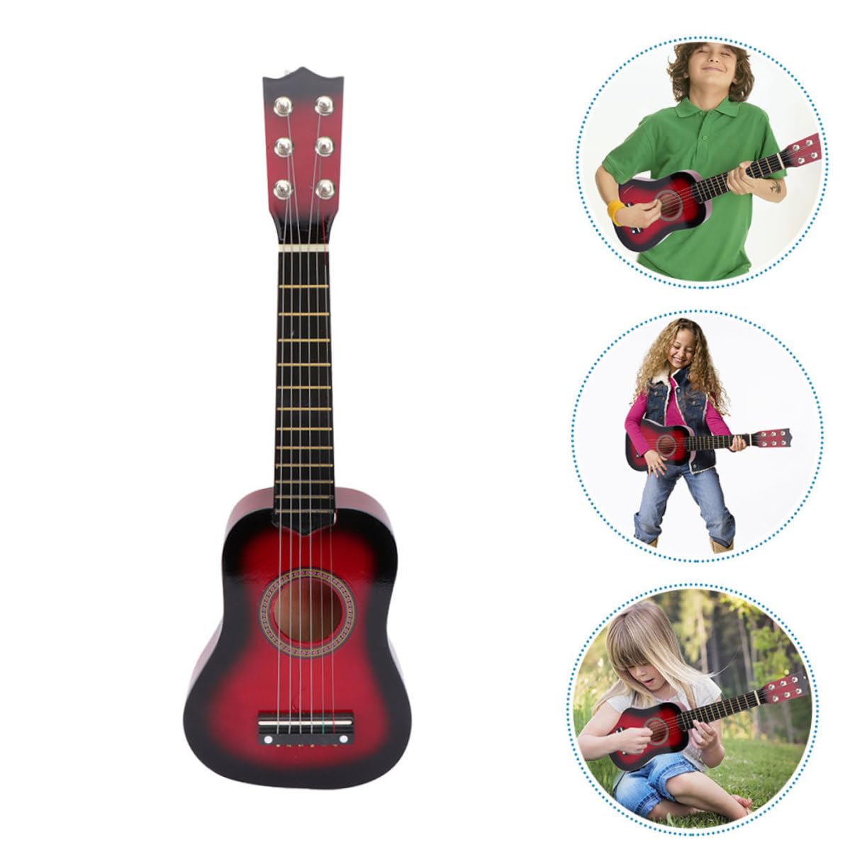 Guitarra Acústica de Juguete para Niños de 21 Pulgadas, 6 Cuerdas, Madera