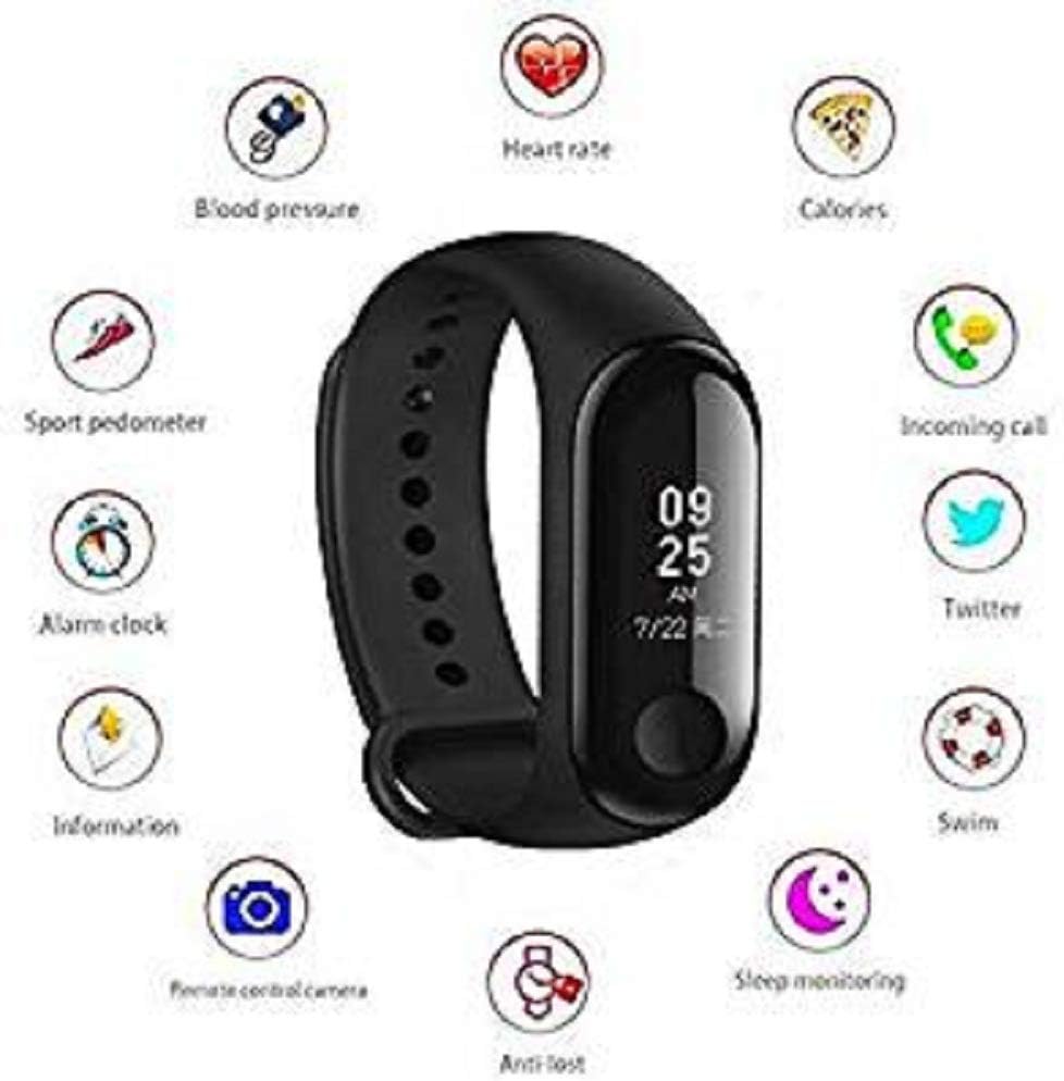 VEBREL Upgraded Waterproof Advanced M 3rd Generation Smart Activity Fitness Live Heart Rate Steps/Calorie Counter Blood Pressure Monitor Health Tracker Watch/Band with Touch Sensor OLED Screen