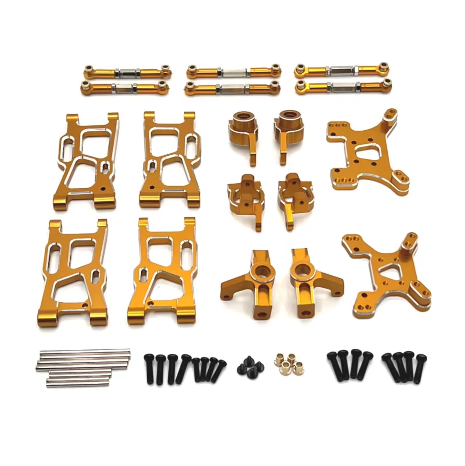 Rc Special Connecting Rod for WLtoys 124008 124016-17-18-19 144001-02-10 Metal Shock Absorber Connecting Rod Set RC Car Parts and Accessories Upgrades Replacement Use(Yellow)