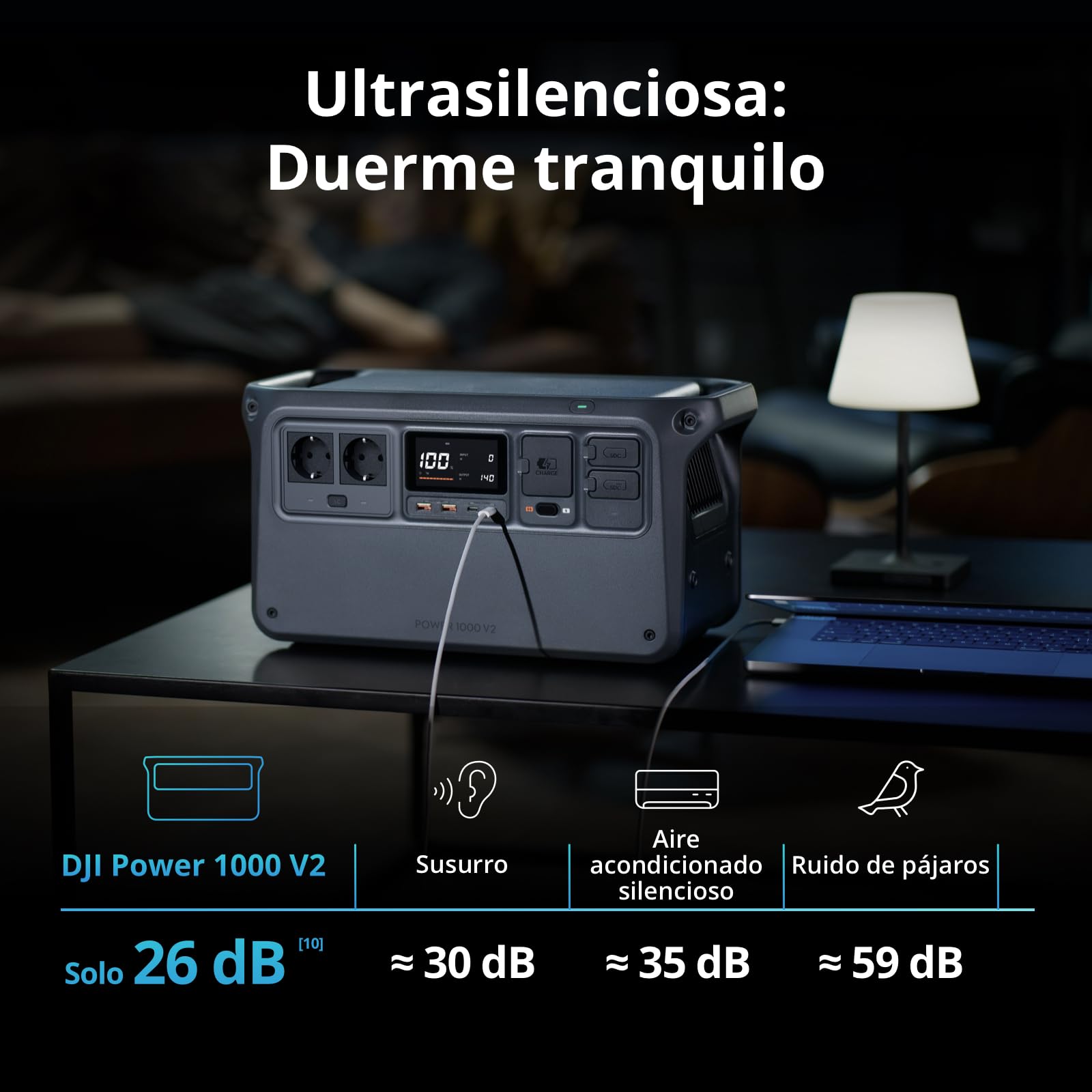 DJI Power 1000 V2 estación de energía portátil, Batería LFP de 1024 WH, Salida de 2600 W, Recarga del 0% al 80% en 37 Minutos, Generador eléctrico para el hogar, Autocaravanas, Sin conexión a la Red