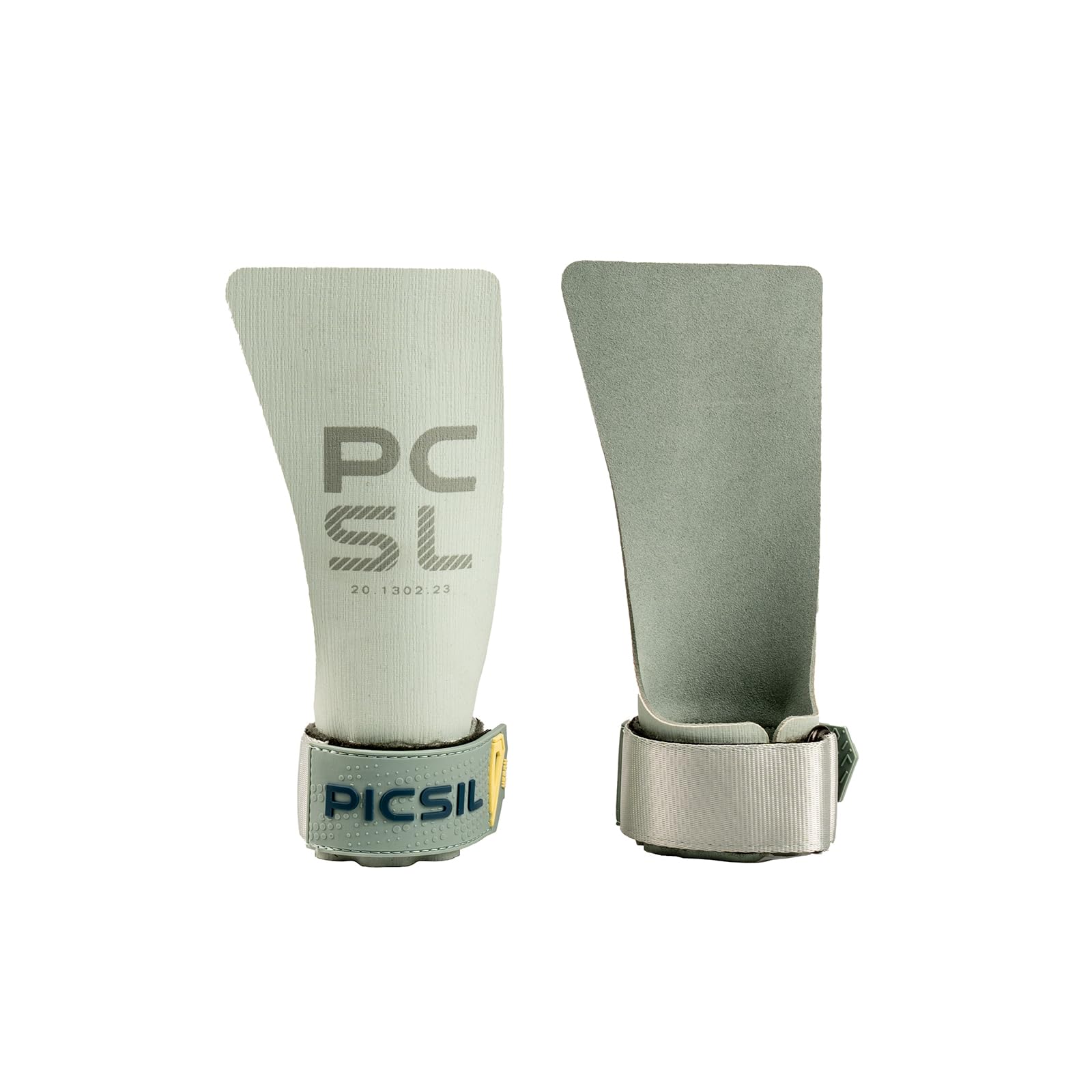PICSIL Calleras Heron + Muñequeras + Bolsa, Uso con y sin Magnesio, para Todo Tipo de Atletas, Agarre en Todas Superficies y Tipo de Barra