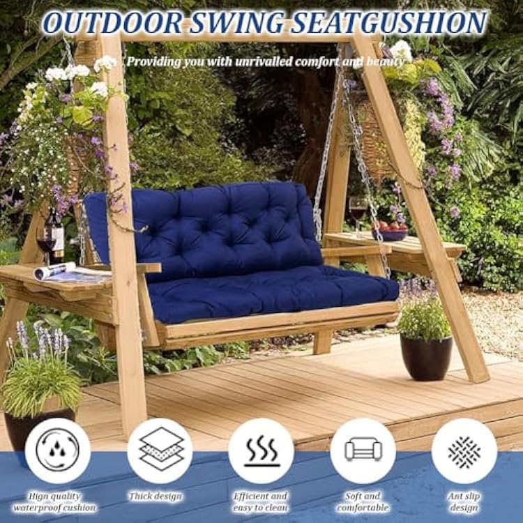 2-3 Seat Swing Replacement Cushion, 39.38x39.37x3.94 Outdoor Bench Cushions with Backrest, Anti-Fading & Waterproof Patio Furniture Garden Porch Loveseat Glider Pad, Dark Brown