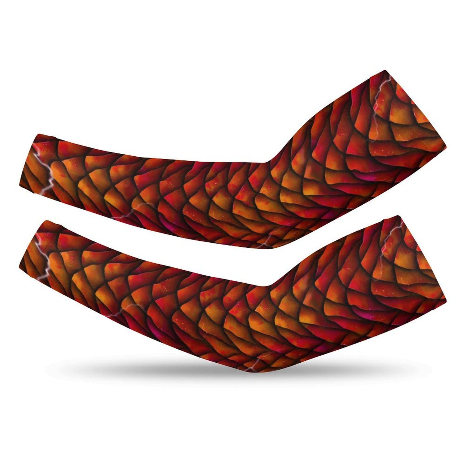 Cvrozpwy Arm Sleeves for Men And Women Dragon Scale Red UV Sun Protection Compression Cooling Tattoo Cover Up for Outdoor