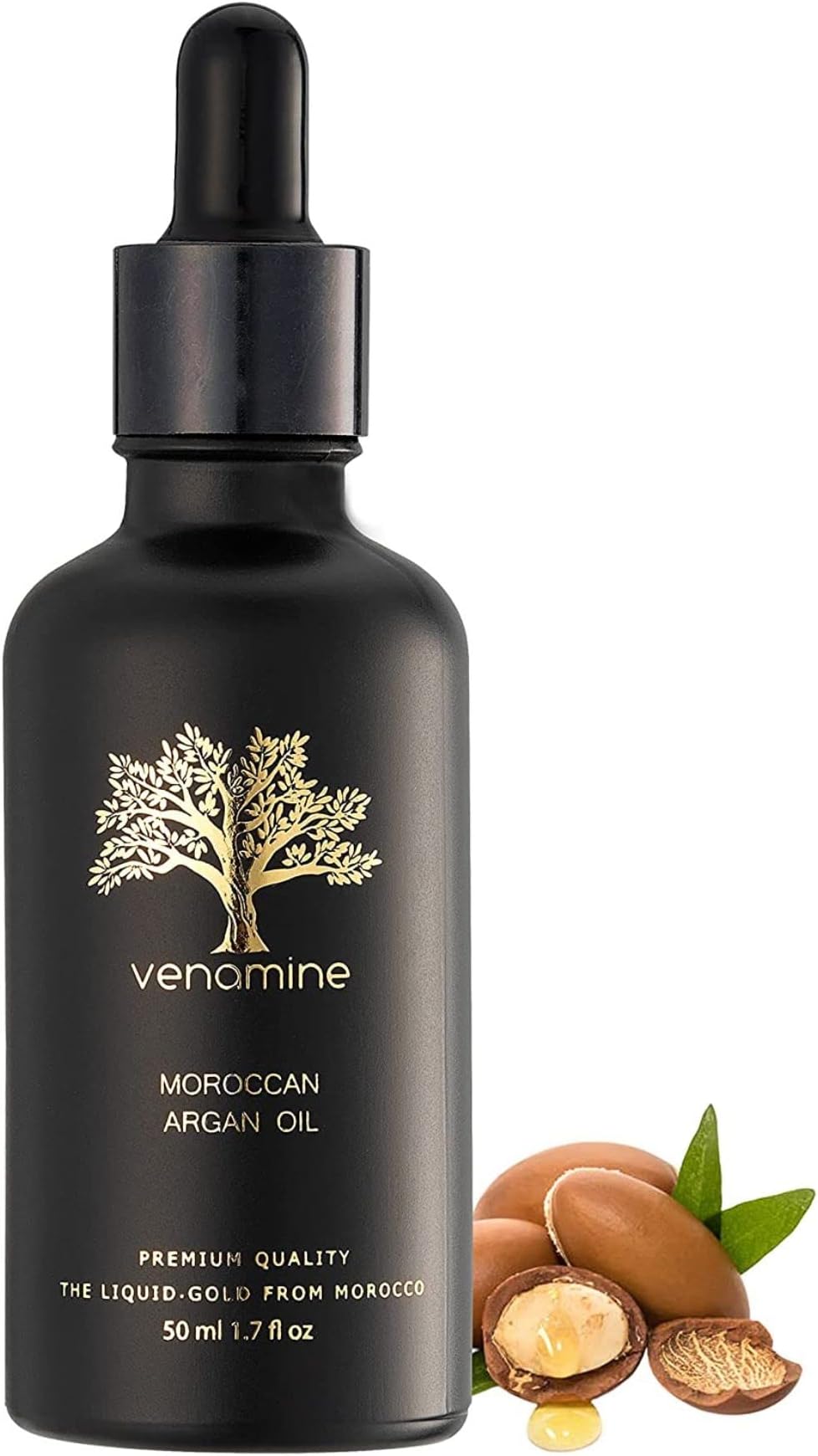 VENAMINE Organic Argan Oil, 100% Pure USDA Certified, For Hair, Face & Skin, Imported from Morocco 50 ml 1.7 fl.oz