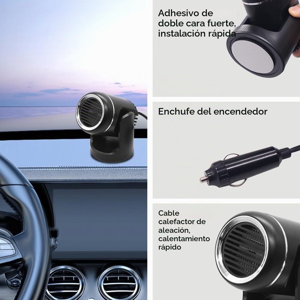 Calentador de Coche, Calentador Portátil para Coche, 12V 120W Calefacción Portátil 2 en 1, Desempañador de Parabrisas Giratorio, Coche Calentador de Parabrisas para Coches SUV