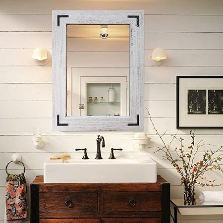 Grey Wood Bathroom Mirror – Rispa