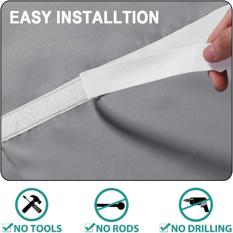 Blackout Door Curtain W26 x L69 inch Privacy Thermal Insulated Tricia Door Window Curtains for Patio French Door Front Door Sidelight Curtain Tie up Shade (1, Light Grey)