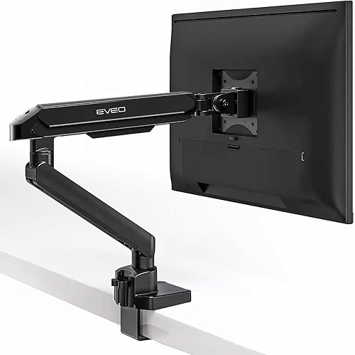 EVEO Brazo de monitor único premium de 14 a 34 pulgadas, soporte de monitor de resorte de gas ajustable, soporte de escritorio de un solo brazo para