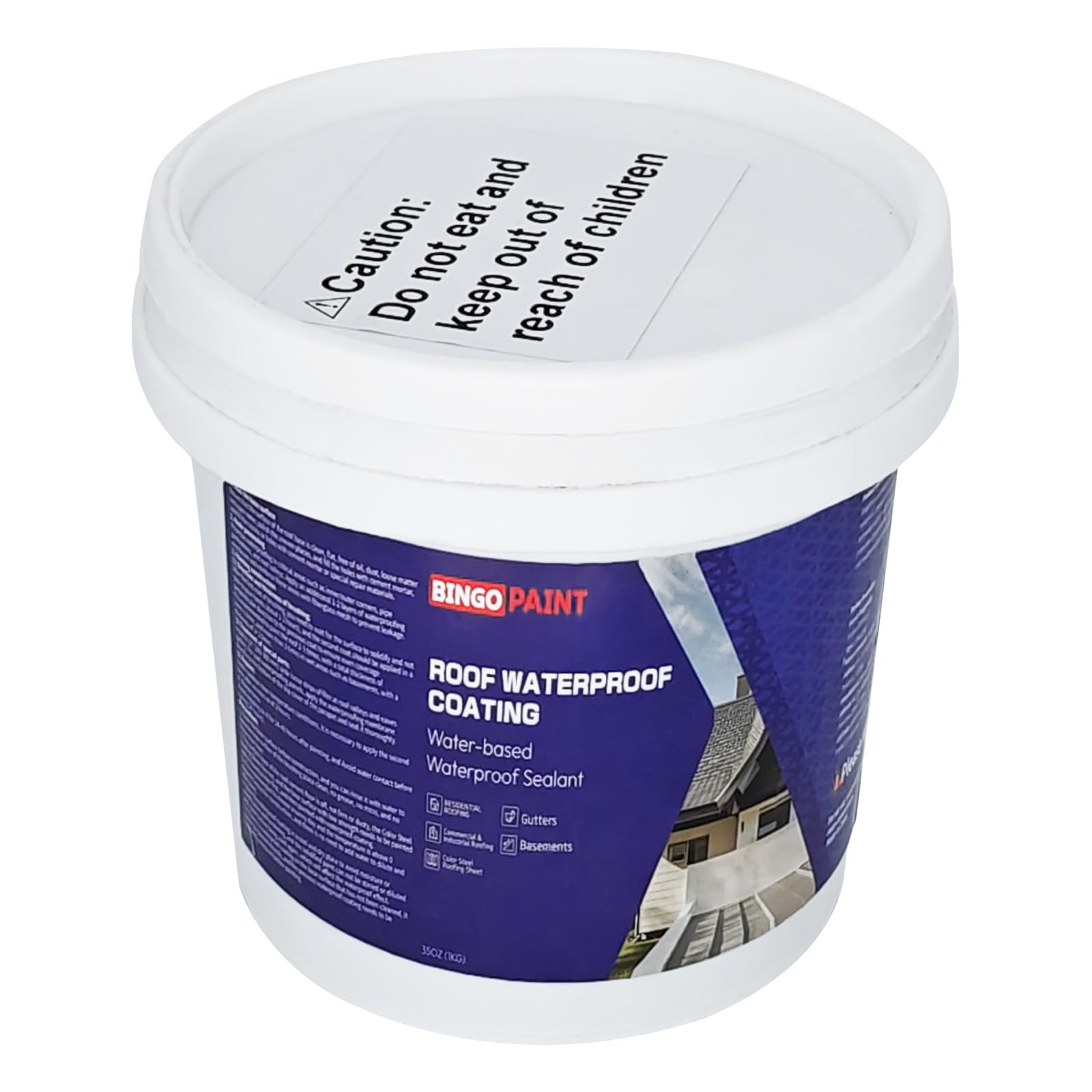 BingoPaint Roof Waterproof Coating - Roof patching Agent - Waterproof Sealents for Flat or Slope Roofs & Foundations- DIY Paint & Leak Repair Membrane, Compatible with Metal and Concrete (Gray, 1KG)