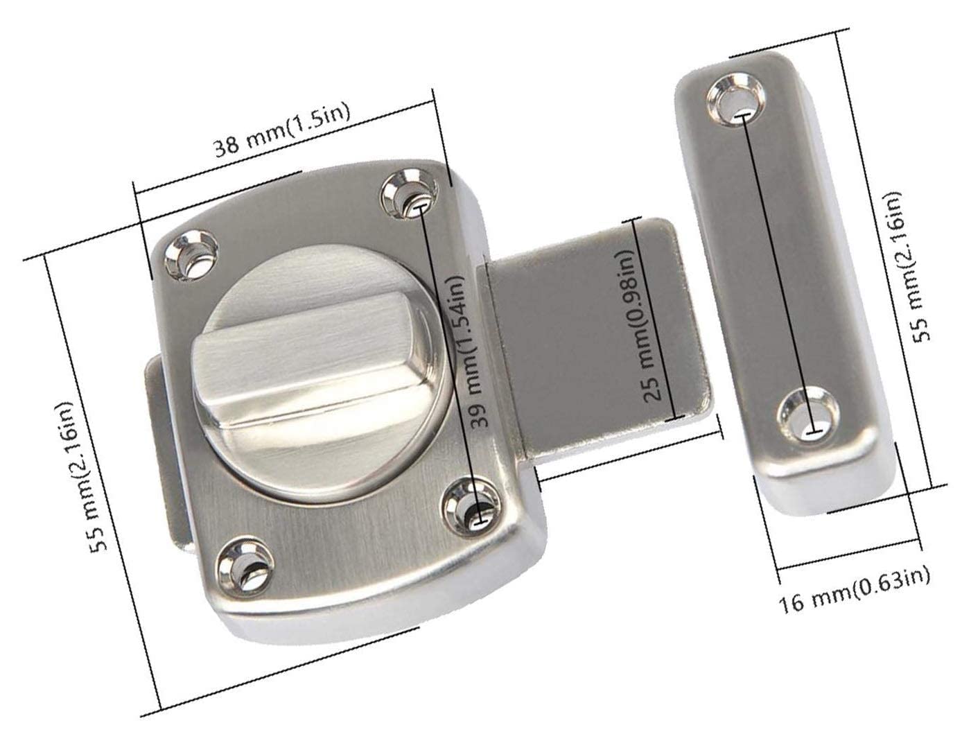 Baby Latch Regulator Type Turn Bolt Lock Rotate Zinc Alloy Superbolt Latch for Bathroom Toilet Shop Glass Door Pack of 1 — Amazon image 3