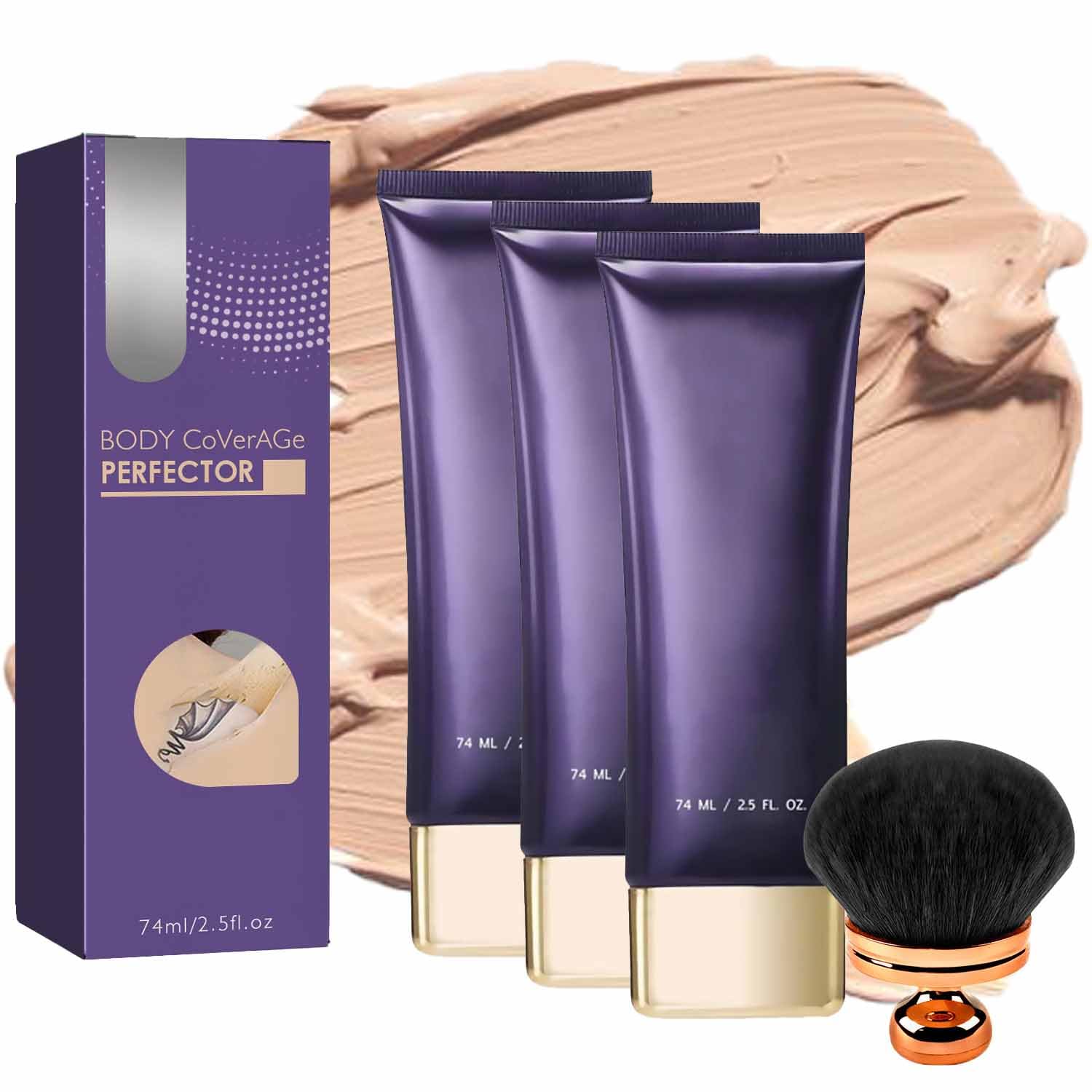 AWNTBGVZPE Perfekter Concealer, Beauty Body Coverage Perfector with Brush, All Over Complexion Perfector, Waterproof Long Lasting& Sweatproof Body Concealer (3pcs)