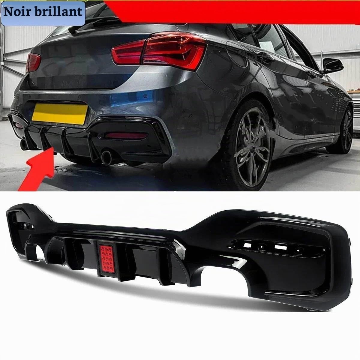 Voiture Queue Aile Becquet Diffuseur Lèvre Arrière pour BMW Série 1 F20 F21 135i 140i 2015–2018 Pare-Chocs avec Accessoires Feux Stop Voiture Aileron ArrièRe(Glossly Black)