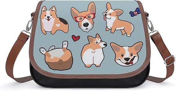 Amazon ポシェット ショルダーバッグ メッセンジャーバッグ コーギー 犬柄 猫柄 レザー お財布ポシェット レディース かわいい お財布ポシェット 女の子 鞄 大容量 斜めがけ ショルダー バッグ お財布バック 通勤 通学 プレゼント Hhyo ショルダーバッグ