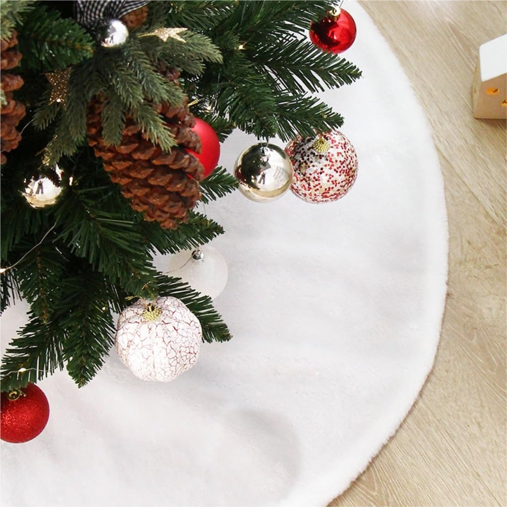 Tree Skirt Christmas Christmas Tree Skirt White Plush Christmas Tree Skirt Christmas Decorations Christmas Tree Accessories Christmas Skirt Tree(90cm)