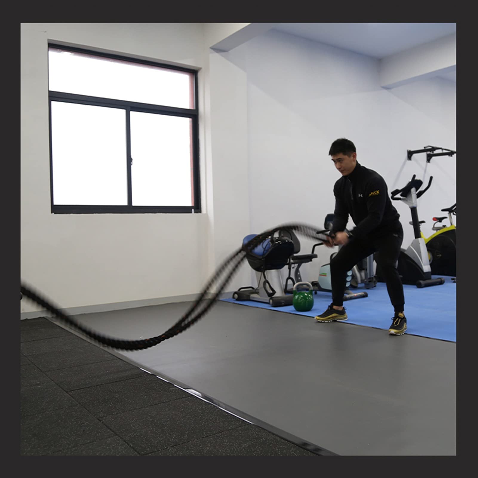 Battle Rope, 1,5" Breite 30/40/50ft Länge, Ideal für Muskelaufbau und Cardio-Workouts, Schweres Übungstraining, für Fitnessstudio und Heimtraining Polyester Dacron (Size : 15m)