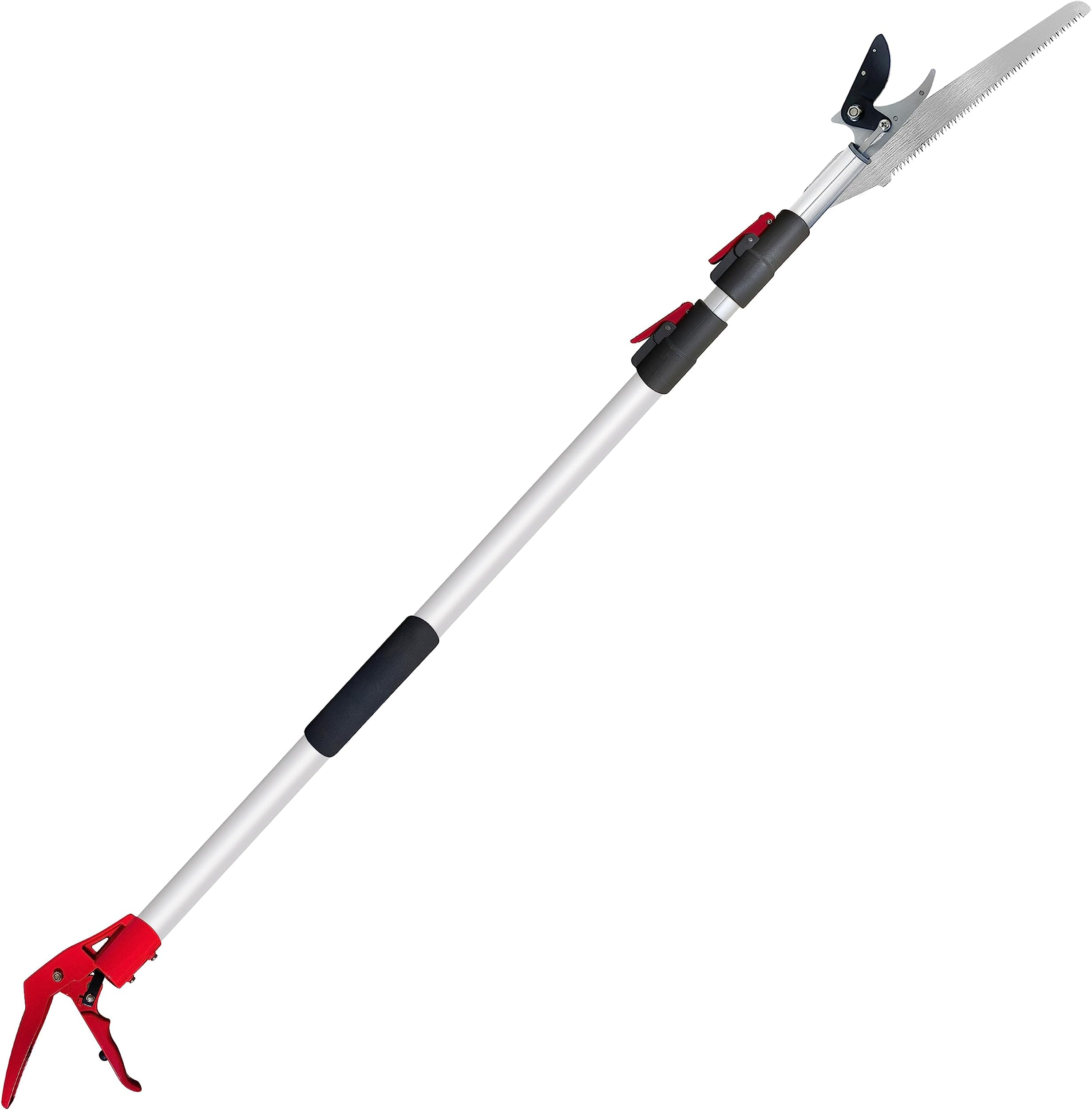 - Telescopic Tree Trimmer 4.5-10 FT with 3 Section Length Adjustable, Cut and Hold Pruner, Pole Saw Extendable, Long Handle Fruit Picker, Branch Cutter, Clippers, Loppers
