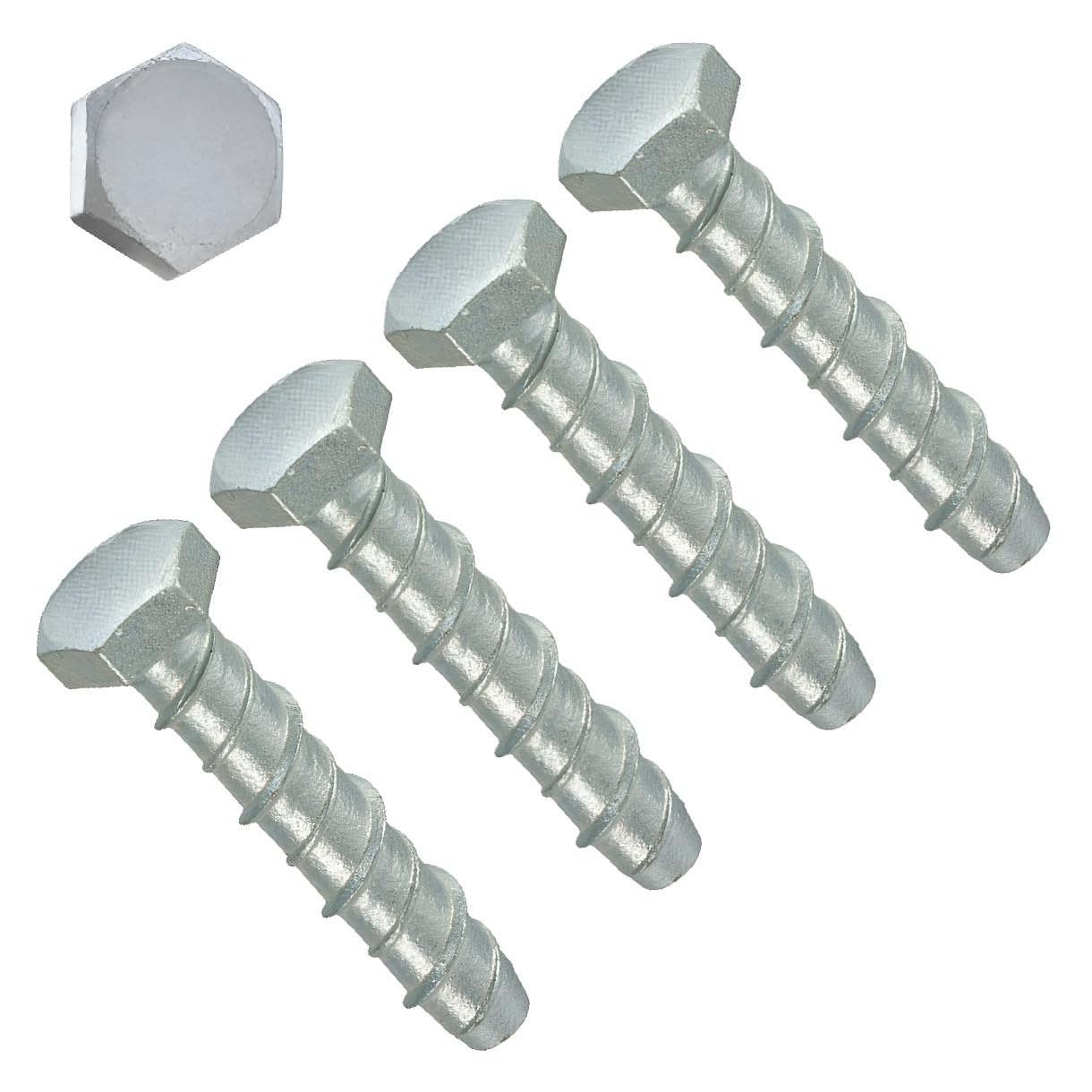 TERF® M8 X 150mm Masonry Concrete Anchor Screw Bolts M8 (8mm) X 150mm Hexagon Head Galvanised Steel Self Tapping Anchor Screws Multi Fix Bolts For Concrete Masonry Brick Block Stone Wood - 4 Pcs