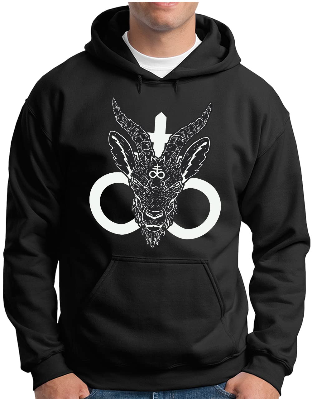 Pull à capuche chèvre pentagramme résistant pour look gothique durable - 5