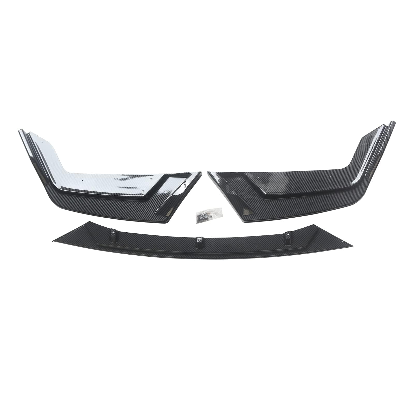 Carbon Fiber Look Front Lip For 2016-2021 Honda Civic Hatchback & Si – 2-Piece, Gloss Black, Performance Style