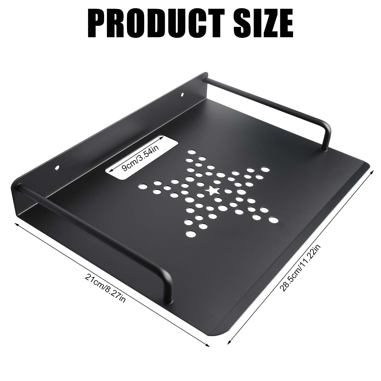 GOMETY Router Regal, Kleiner Projektor Wandregal Router Box Wand, Wandhalterung Repeater Rack, 26 x 20,5 cm Wand Montiert Regal für TV Zubehör wie Modem/DVD Player/Kabel-Boxen/Hi-Fi Receiver, Schwarz