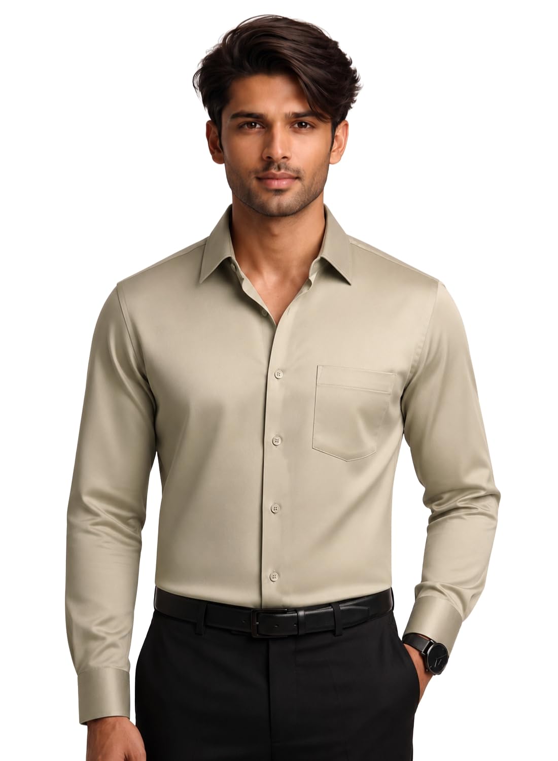 adro Men's Premium Cotton Satin Casual Shirt | Full Sleeve Solid Shirts for Men | Casual Fit | Soft Breathable Cotton Satin Fabric | Formal Office, Evening & Smart Casual Wear-picture-35