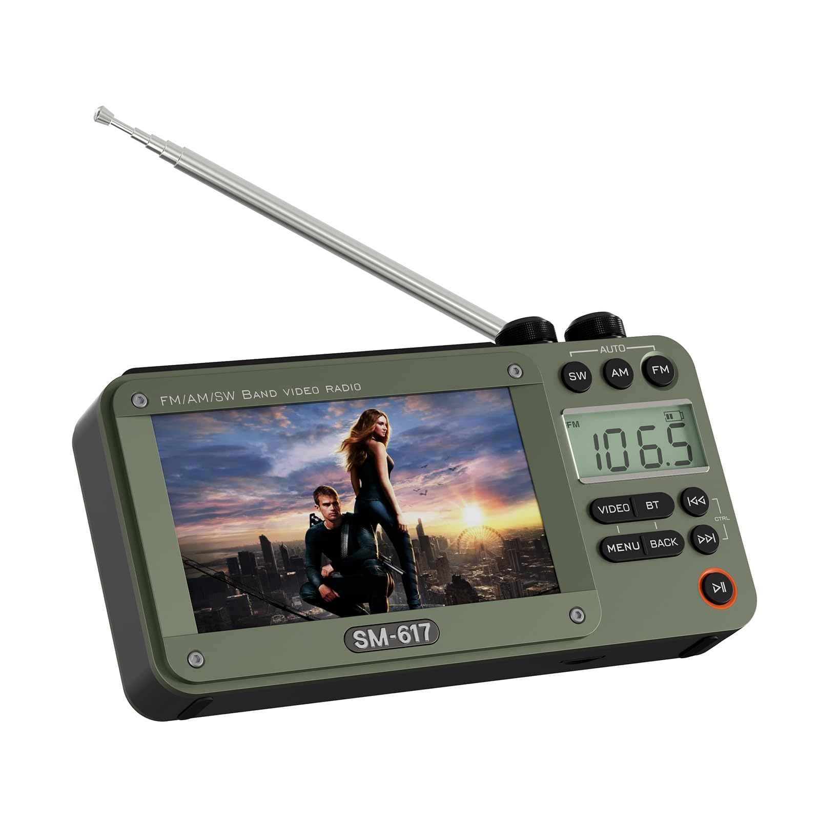 SEMIER Digital AM FM Video Movie Radio Bluetooth Speaker, SW Handheld Rechargeable Radio Wireless Speaker, LCD Display, Loud Speakers, Headphone Jack, Support USB/TF Card MP3 Play for Home Outdoor