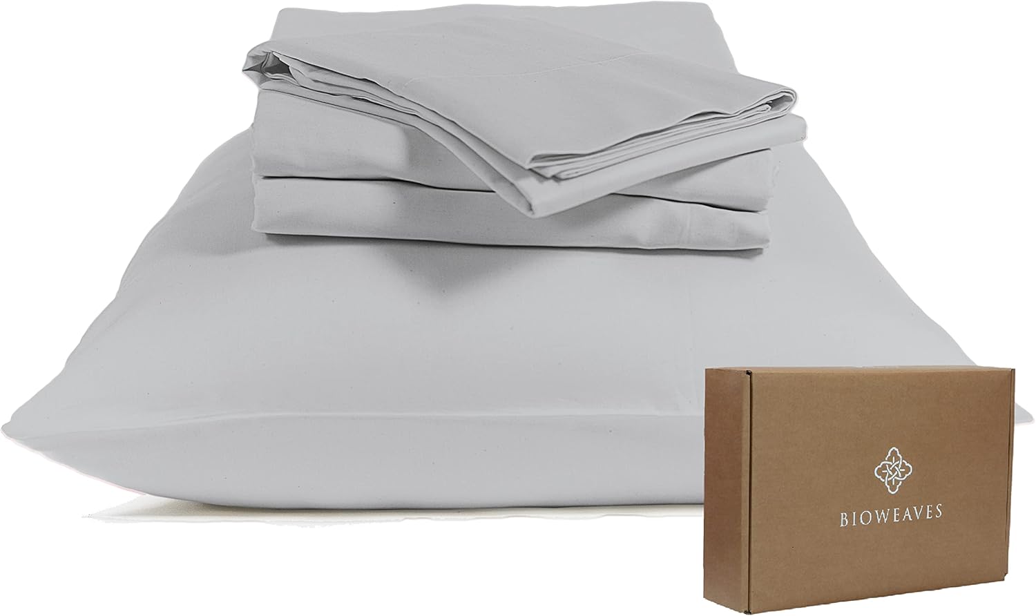BIOWEAVES 100% Organic Cotton Sheets, 300 Thread Count 4-Piece GOTS Certified Bed Sheet Set Fits Mattress Upto 17" Deep Pocket, Soft & Silky Sateen Weave (Queen, Shore) - Thumbnail 3