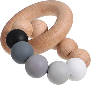 Totority 1Pc Mordedor Mastigar Brinquedos Brinquedos De Madeira Crianças Pulseira Crianças Playset Brinquedos Para Crianças Bebê Mastigar Brinquedo Pulseira De Madeira Silicone Brinquedos